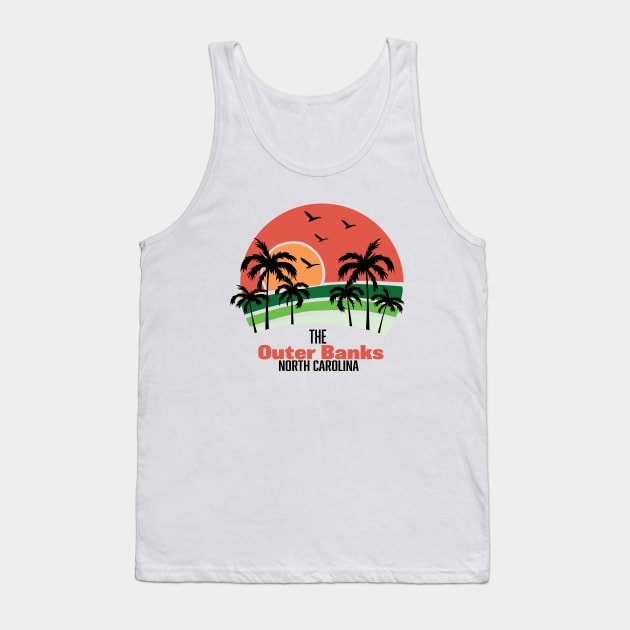 Outer Banks Sunset Green Design Tank Top by Comedic Apparel